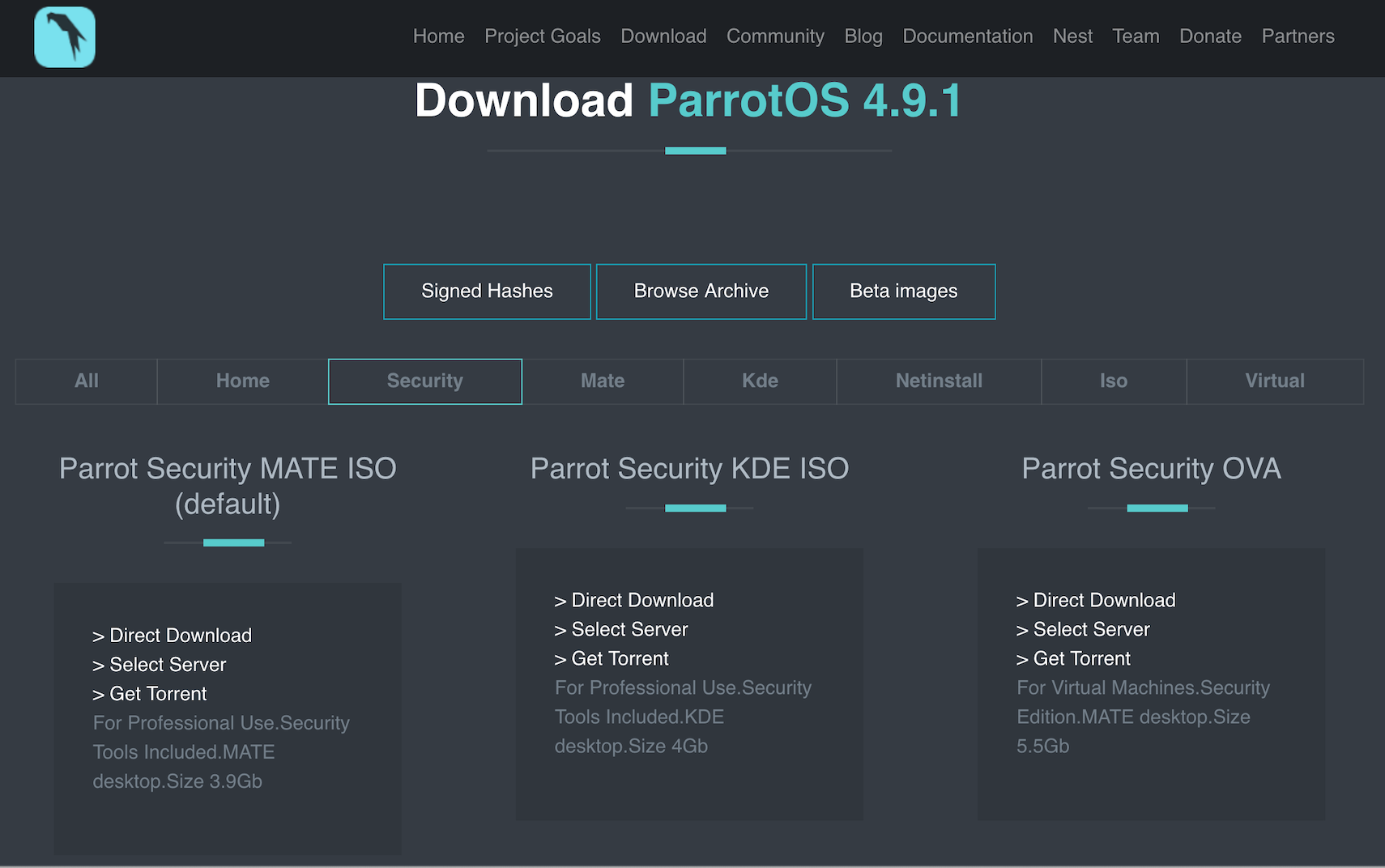 download ParrotOS ISO